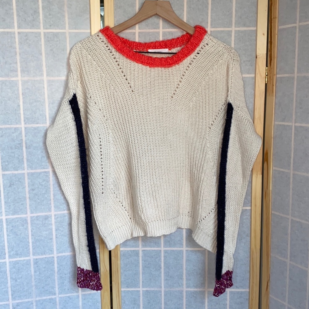 Anthropologie Colorblock Crew Sweater Medium 38